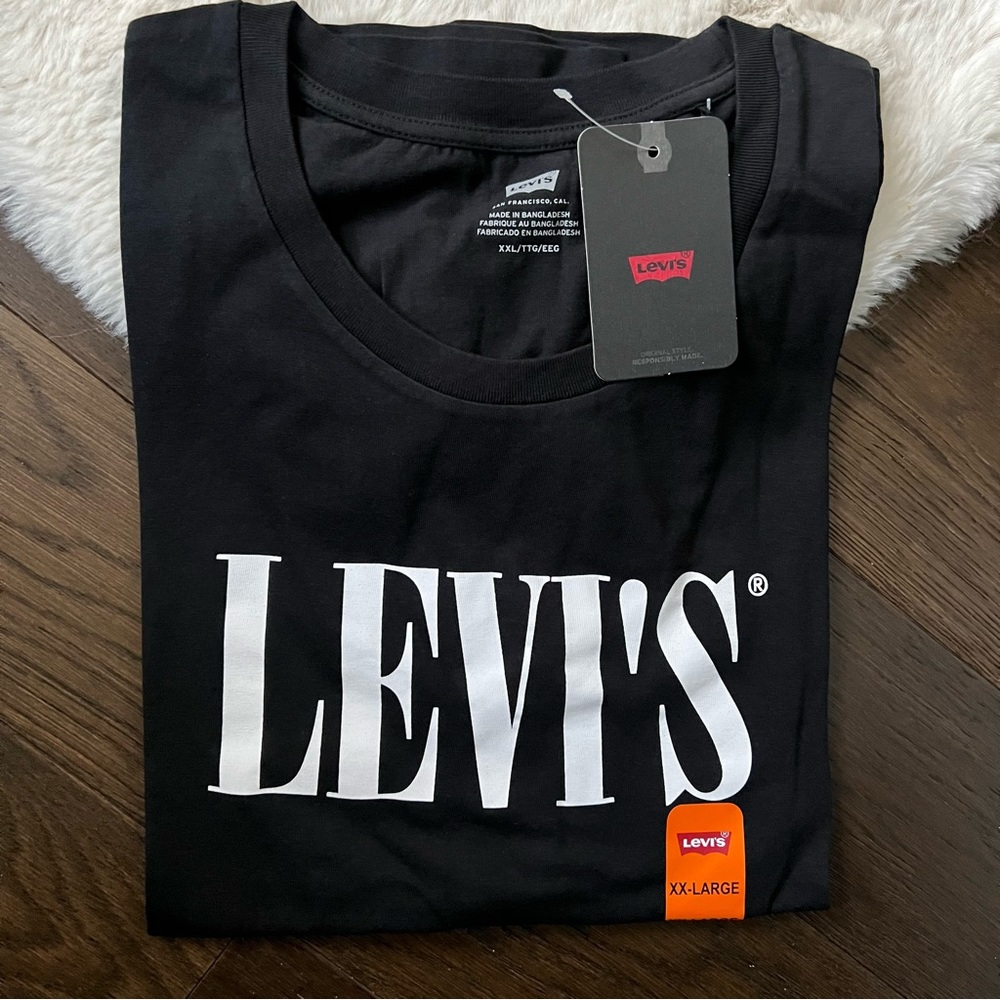 Levi's Perfect 90’s Logo T-Shirt Black with White Logo Tee Shirt XXL 20-22